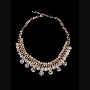 Cuban Chain Clear Rhinestone Chunky Collar 19" Long Statement Choker Necklace